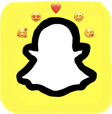 Snapchat Logo with Love emojis. 
